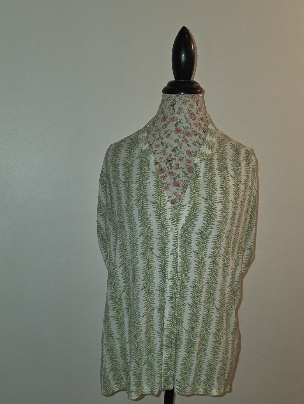 Soma Women's Green and White Printed Pajama Top
